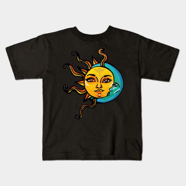 Sun and Moon Kids T-Shirt by Art by Ergate